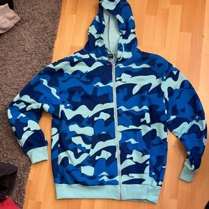 Rare blue camp pink dolphin zip up hoodie